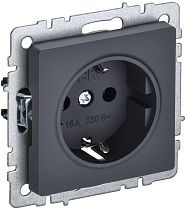 BRITE Розетка 1-местная с заземлением с защитными шторками 16А РС14-1-0-БрГ графит  IEK