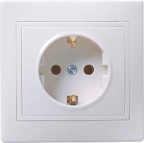 РС10-3-КБ Розетка  1местная с заземлением без защитных шторок 16А кер. КВАРТА бел.  IEK