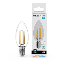 Лампа Gauss Filament Elementary Свеча 10W 670lm 4100К Е14 LED 1/10/100