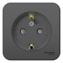 Blanca открытая установка с изолированной пластиной Антрацит Розетка с заземлением со шторками, (тонкая) 16А Systeme Electric (Schneider Electric)