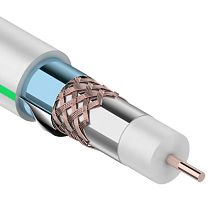 Кабель коаксиальный RG-6U+Cu, 75 Ом, Cu/Al/Cu/Al, 90%, две фольги, 100 м, INDOOR, белый, REXANT