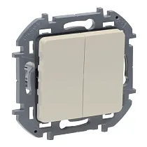 Выключатель двухклавишный 10 AX 250В слоновая кость INSPIRIA Выключатель двухклавишный 10 AX 250В слоновая кость INSPIRIA