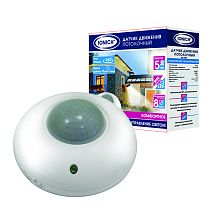 Датчик движения, потолочный, 8 м, 1200Вт, 7 мин, белый