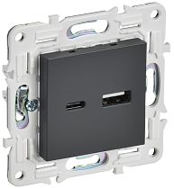 SKANDY Розетка USB A+C 3,1А SK-R14T титан IEK