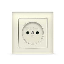 Розетка одноместная серия "Бриллиант" б/з, с/у, 16А, 220В, "слоновая кость" (ivory), (еврослот) UNIVERSAL