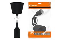 Патрон пластиковый Е27 с подвесом 1 м, черный  TDM