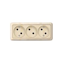 Розетка трехместная серия "Олимп" б/з, о/у, 16А, 220В, сосна (еврослот) UNIVERSAL