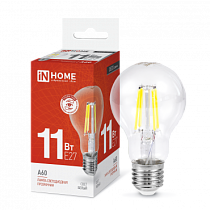 Лампа светодиодная LED-A60-deco 11Вт 230В Е27 4000К 1160Лм прозрачная IN HOME Лампа светодиодная LED-A60-deco 11Вт 230В Е27 4000К 1160Лм прозрачная IN HOME