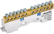 TEKFOR Шина N "ноль" изолированная на универсальном держателе 6х9-12-С IEK