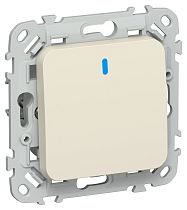 FLITE Выключатель 1-клавишный с индикацией 10А ВС11-1-1-ФлСл сливочный IEK