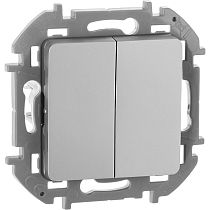 INSPIRIA Выключатель 2-клавишный 10А безвинтовое крепление алюминий