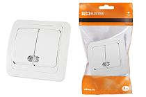 Выключатель 2-кл. с подсветкой 10А белый "Валдай"  TDM