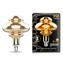 Лампа светодиодная Gauss Vintage Filament Flexible BD160 8Вт 330lm E27 Gray 2400K