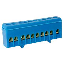 Шина нулевая TS-0609H 6х9 10 отв. в корпусном DIN-изоляторе син.  ЭНЕРГИЯ