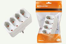 Блок на 4 гнезда 2П 2,5 А 250 B под плоскую вилку белый  TDM