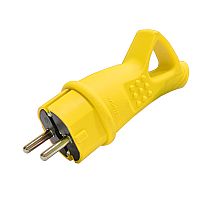 Вилка однофазная с ушком (каучук) желтый