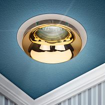 Светильник встраиваемый декоративный ЭРА KL103 WH/GD MR16 GU5.3 белый золото