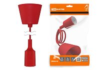 Патрон пластиковый Е27 с подвесом 1 м, красный  TDM