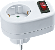 Переходник 1 гнездо для розетки с выключателем NAD-1E-СS-WH Navigator