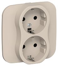 FLITE Розетка 2-местная с заземлением без защитных шторок безвинтовое крепление 16А РС12-1-А-ФлЛ льняной IEK