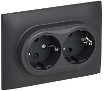 SKANDY Розетка 2-местная с заземлением с защитными шторками 16А в сборе SK-R07T титан IEK