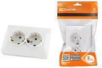 Розетка двойная 2П+З 16А 250В белая "Ильмень"  TDM