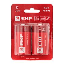 Алкалиновая батарейка типа D(LR20) блистер 2шт. EKF