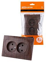Розетка двойная 2П 10А 250В с защ. шт. венге "Лама"  TDM