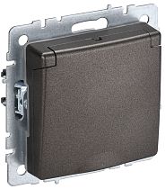 BRITE Розетка 1-местная с заземлением с защитными шторками и крышкой 16А IP44 РСбш10-3-44-БрТБ темная бронза  IEK
