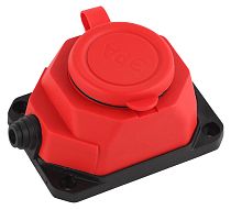 Колодка каучуковая ЭРА с заземлением 1 розетка 16А IP44, Красный, K-1e-RED-IP44