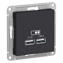 AtlasDesign Карбон Розетка USB 2-ая, 5В, 2,1 А Systeme Electric (Schneider Electric)