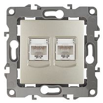 Розетка ЭРА 12 12-3108-04 шампань информационная 2XRJ45 двойная Розетка ЭРА 12 12-3108-04 шампань информационная 2XRJ45 двойная