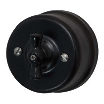 Выключатель одноклавишный проходной,серия "ЛИЗЕТТА", керамика, цвет черный Bironi