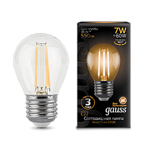 Лампа светодиодная Gauss Filament Шар E27 7Вт 550lm 2700K