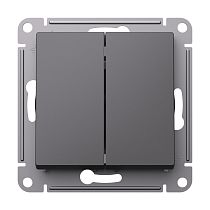 AtlasDesign Базальт Выключатель 2-клавишный с самовозвратом, 10АХ, механизм Systeme Electric (Schneider Electric)