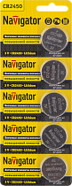 Элемент питания литиевый NBT-CR2450-BP5 (блистер 5шт) Navigator Элемент питания литиевый NBT-CR2450-BP5 (блистер 5шт) Navigator