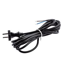 Шнур сетевой с вилкой ЭРА без заземления 1,5м ПВС 2x0,75, Чёрный, UX-2x0,75-1,5m-B