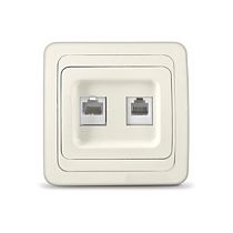 Розетка компьютерная+телефонная серия "Валери", с/у, 1А, RJ45, RJ12, "слоновая кость" (еврослот) UNIVERSAL