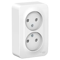 Blanca открытая установка с изолированной пластиной Белый Розетка двойная без заземления со шторками 16А Systeme Electric (Schneider Electric)