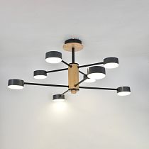 Люстра под лампу General  GCHL-8GX53-M Черная+Дерево Элизиум