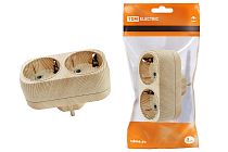 Блок на 2 гнезда 2П+З плоский 16А 250B "Эко" (сосна)  TDM