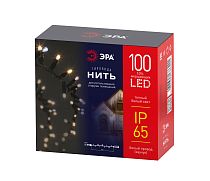 Светодиодная новогодняя гирлянда ЭРА ERAPS-WK10 нить уличная белый каучук 10 м желтая 100 LED