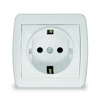 Розетка одноместная серия "Клио", IP44, с/з, о/у, 16А, 220В, белая (еврослот) UNIVERSAL