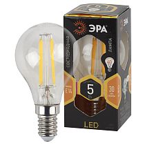 Лампа светодиодная ЭРА F-LED P45-5W-827-E14 филамент шар теплый белый свет
