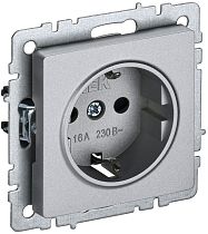 BRITE Розетка 1-местная с заземлением без защитных шторок 16А РС11-1-0-БрА алюминий  IEK