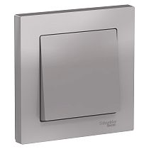AtlasDesign Алюминий Выключатель 1-клавишный сх.1, 10АХ, (в сборе с рамкой) Systeme Electric (Schneider Electric)
