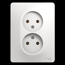 Glossa Белый Розетка двойная без заземления (в сборе с рамкой) Systeme Electric (Schneider Electric)