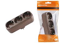 Блок на 3 гнезда 2П+З плоский 16А 250B "Эко" (бук)  TDM