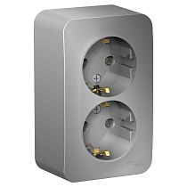 Blanca открытая установка с изолированной пластиной Алюминий Розетка 2 постовая с заземлением 16А Systeme Electric (Schneider Electric) Blanca открытая установка с изолированной пластиной Алюминий Розетка 2 постовая с заземлением 16А Systeme Electric (Schneider Electric)