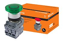 Кнопка грибовидная МРМ1-11G(LED) в сборе d40мм/24B 1з+1р зеленая  TDM